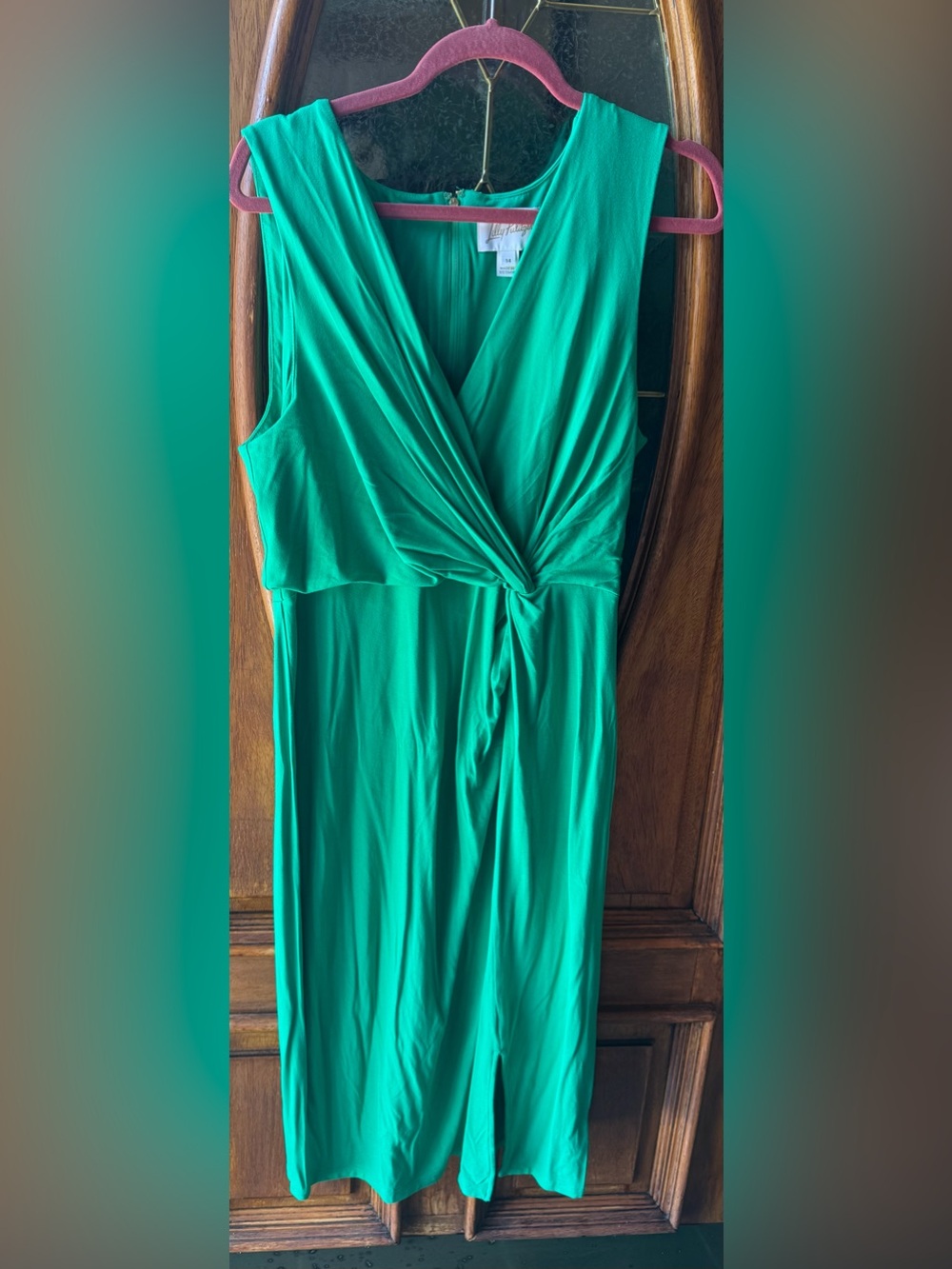 Lilly Pulitzer Brazillian Green sleeveless Wrap Dress size 14. NWOT.